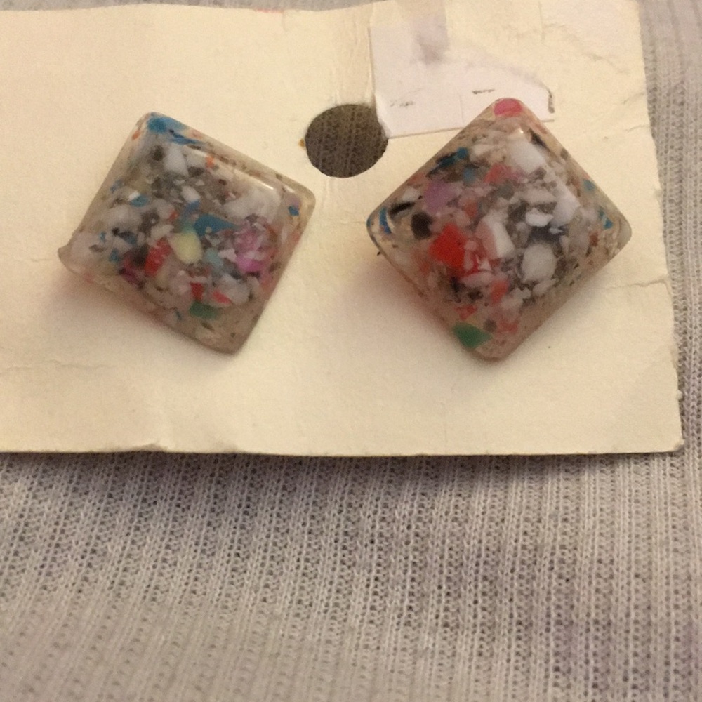 Square, colorful earrings